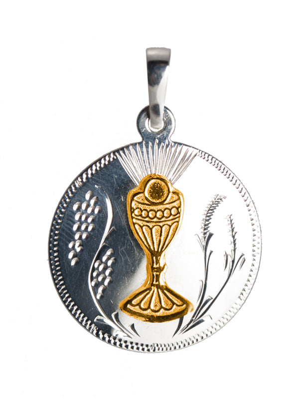 Engravable Communion Chalice Sterling Silver Medal
